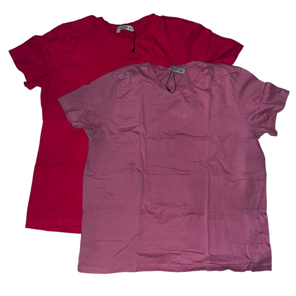 Stradivarius Round Neck Plain Shirt - Bundle of 2 - XL